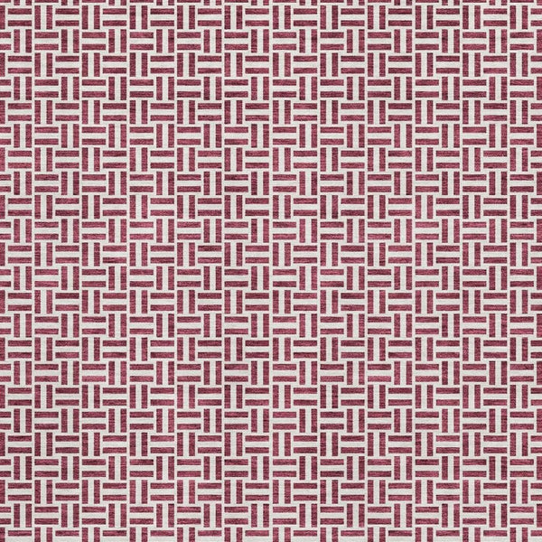 HomeRoots 5' X 8' Burgundy And Ivory Geometric Washable Area Rug - Durable, UV Protected, Modern Style for Any Room 672400