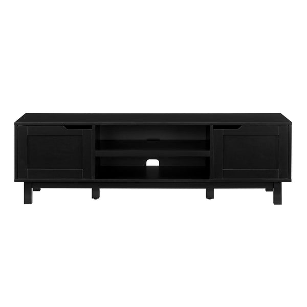 English Elm Walker Edison - Modern 2-Door Open Storage TV Stand in Solid Black – Warp-Resistant MDF, Cord Management, 65" TV Ready B185P168960