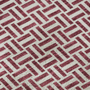 HomeRoots 8' Burgundy and Ivory Geometric Round Rug - Washable, UV Protected, Perfect for Homes with Kids & Pets! 672401