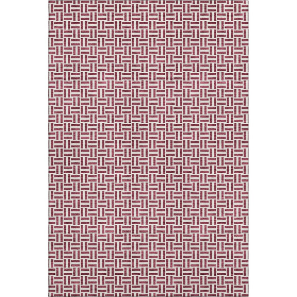 HomeRoots 8' X 10' Burgundy and Ivory Geometric Area Rug - Stylish, Washable, Stain Resistant with UV Protection 672402