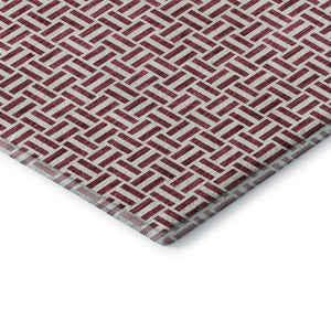 HomeRoots 8' X 10' Burgundy and Ivory Geometric Area Rug - Stylish, Washable, Stain Resistant with UV Protection 672402