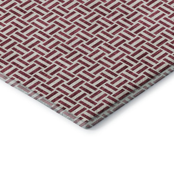 HomeRoots 8' X 10' Burgundy and Ivory Geometric Area Rug - Stylish, Washable, Stain Resistant with UV Protection 672402
