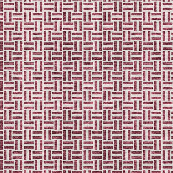 HomeRoots 8' X 10' Burgundy and Ivory Geometric Area Rug - Stylish, Washable, Stain Resistant with UV Protection 672402
