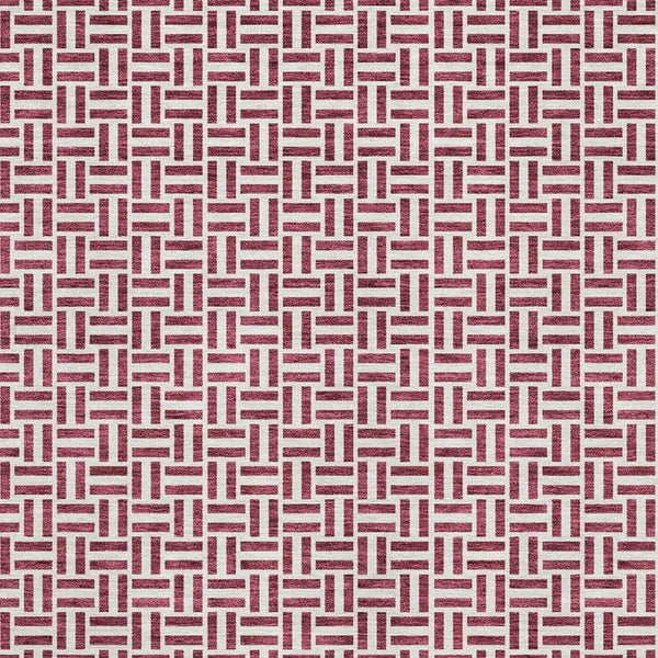 HomeRoots 9' X 12' Burgundy and Ivory Geometric Area Rug - Stylish, Washable, UV Protected for High-Traffic Spaces 672403