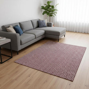 HomeRoots 10' X 14' Burgundy Geometric Area Rug - Washable, UV-Protected, Durable for High-Traffic Spaces 672404