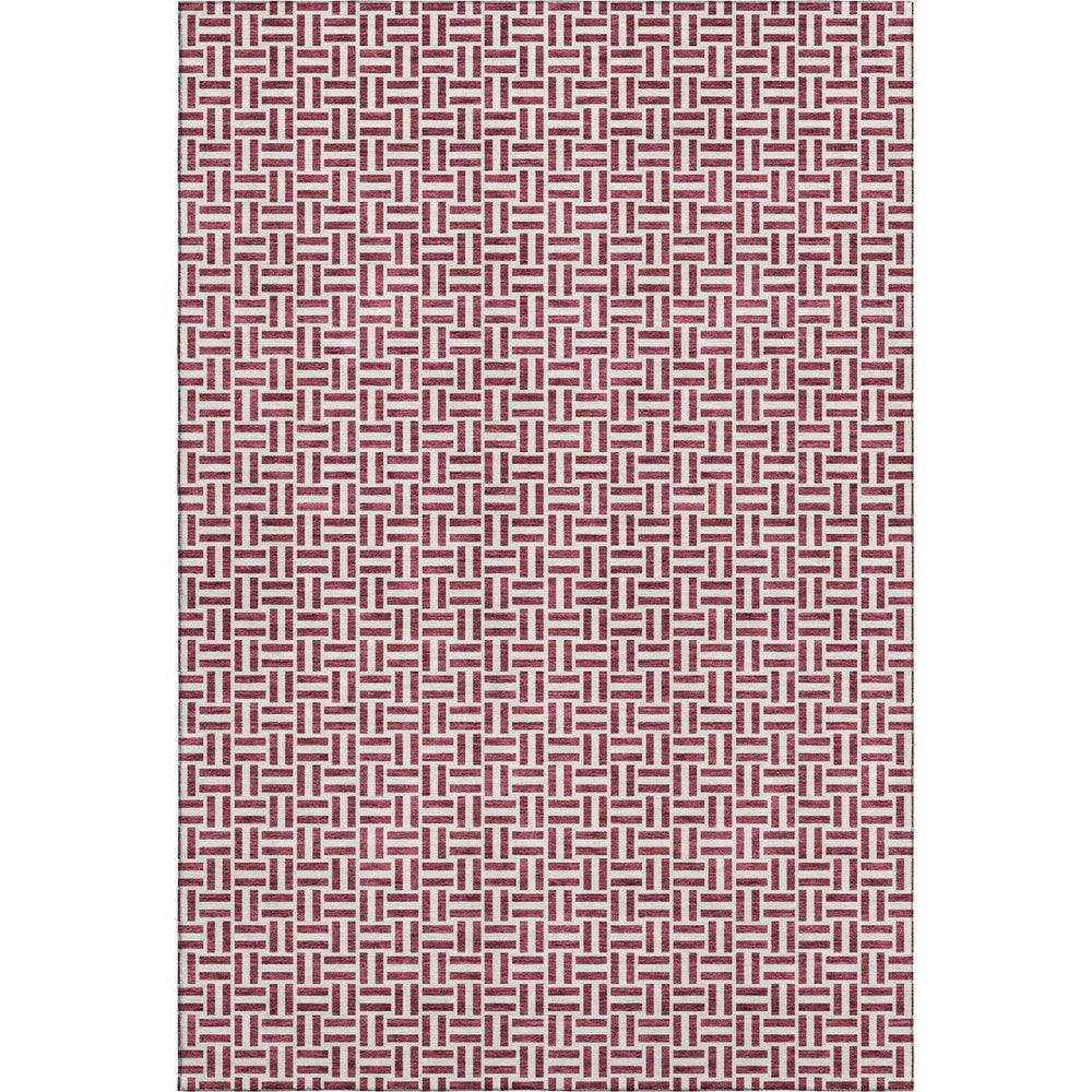 HomeRoots 10' X 14' Burgundy Geometric Area Rug - Washable, UV-Protected, Durable for High-Traffic Spaces 672404