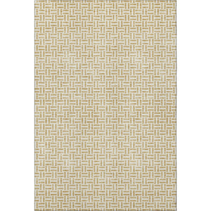 HomeRoots 5' X 8' Gold and Ivory Geometric Area Rug - Washable, UV-Protected, Pet-Friendly for Modern Spaces 672406