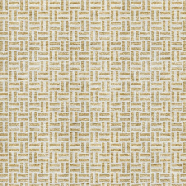 HomeRoots 8' X 10' Gold and Ivory Geometric Area Rug - Washable, UV-Protected, Durable for Homes with Kids & Pets 672408