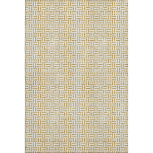 HomeRoots 9' X 12' Gold And Ivory Geometric Area Rug – Washable, UV Protected, Durable for High-Traffic Homes 672409