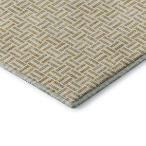 HomeRoots 9' X 12' Gold And Ivory Geometric Area Rug – Washable, UV Protected, Durable for High-Traffic Homes 672409