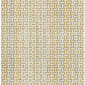 HomeRoots 9' X 12' Gold And Ivory Geometric Area Rug – Washable, UV Protected, Durable for High-Traffic Homes 672409