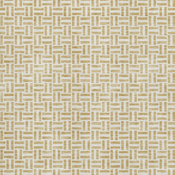 HomeRoots 10' X 14' Gold & Ivory Geometric Washable Area Rug - UV Protected, Durable, Stylish Home Essential 672410