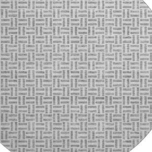 HomeRoots 8' Gray and Ivory Geometric Round Rug - Washable, UV-Protected, Stain-Resistant for Busy Homes 672413