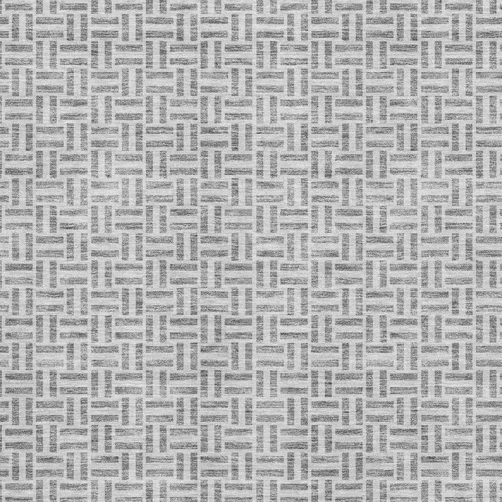 HomeRoots 9' X 12' Gray and Ivory Geometric Area Rug - Washable, Durable, UV Protected for All Spaces 672415
