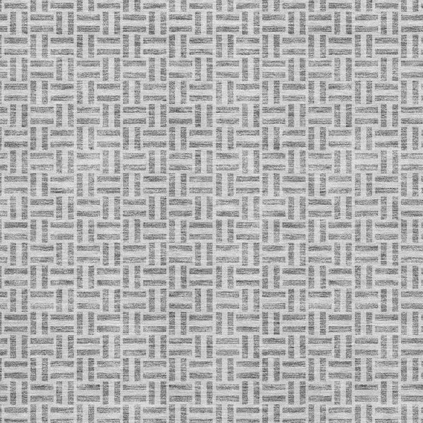 HomeRoots 9' X 12' Gray and Ivory Geometric Area Rug - Washable, Durable, UV Protected for All Spaces 672415