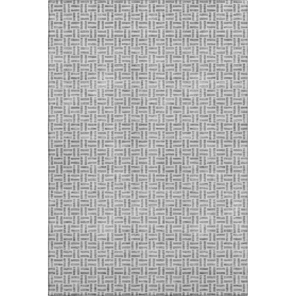 HomeRoots 10' X 14' Gray And Ivory Geometric Area Rug - Washable, UV-Protected, Perfect for High-Traffic Spaces! 672416