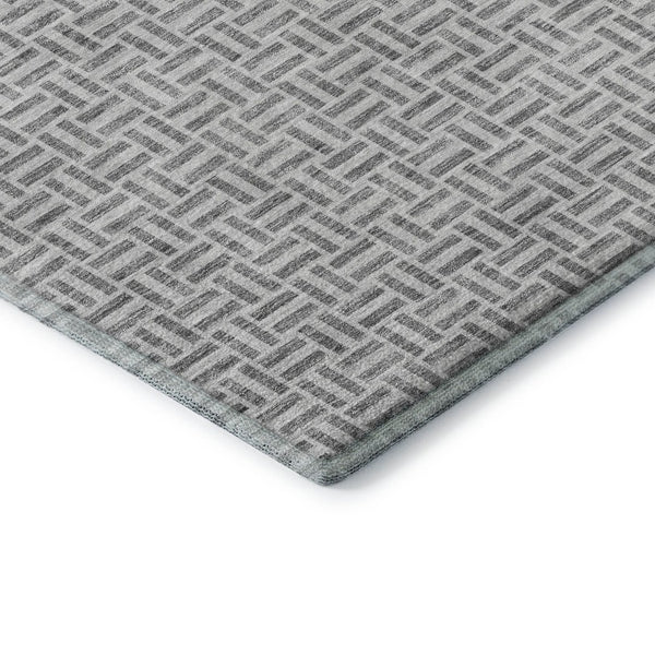 HomeRoots 10' X 14' Gray And Ivory Geometric Area Rug - Washable, UV-Protected, Perfect for High-Traffic Spaces! 672416