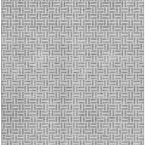 HomeRoots 10' X 14' Gray And Ivory Geometric Area Rug - Washable, UV-Protected, Perfect for High-Traffic Spaces! 672416