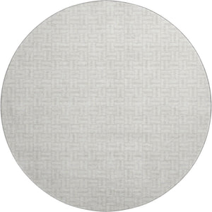 HomeRoots 8' Ivory and Beige Geometric Round Rug – Durable, Washable, UV-Protected for Stylish Living Spaces 672419