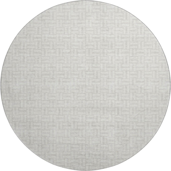 HomeRoots 8' Ivory and Beige Geometric Round Rug – Durable, Washable, UV-Protected for Stylish Living Spaces 672419