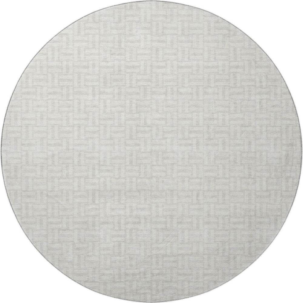 HomeRoots 8' Ivory and Beige Geometric Round Rug – Durable, Washable, UV-Protected for Stylish Living Spaces 672419