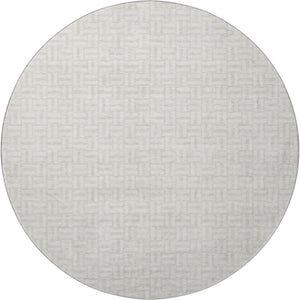 HomeRoots 8' Ivory and Beige Geometric Round Rug – Durable, Washable, UV-Protected for Stylish Living Spaces 672419