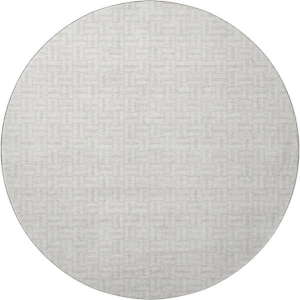 HomeRoots 8' Ivory and Beige Geometric Round Rug – Durable, Washable, UV-Protected for Stylish Living Spaces 672419