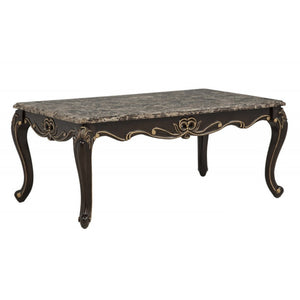 English Elm Traditional Faux Marble Coffee Table with Gold Inlay Cabriole Legs for Formal Living Rooms B011P457605