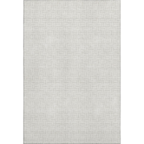 HomeRoots 9' X 12' Ivory & Beige Geometric Washable Area Rug – Durable, Stain Resistant, UV Protected Design! 672421