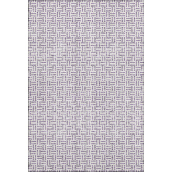 HomeRoots 9' X 12' Modern Lavender & Ivory Geometric Area Rug - Washable, UV Protected, Stylish & Durable Design 672427
