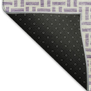 HomeRoots 9' X 12' Modern Lavender & Ivory Geometric Area Rug - Washable, UV Protected, Stylish & Durable Design 672427