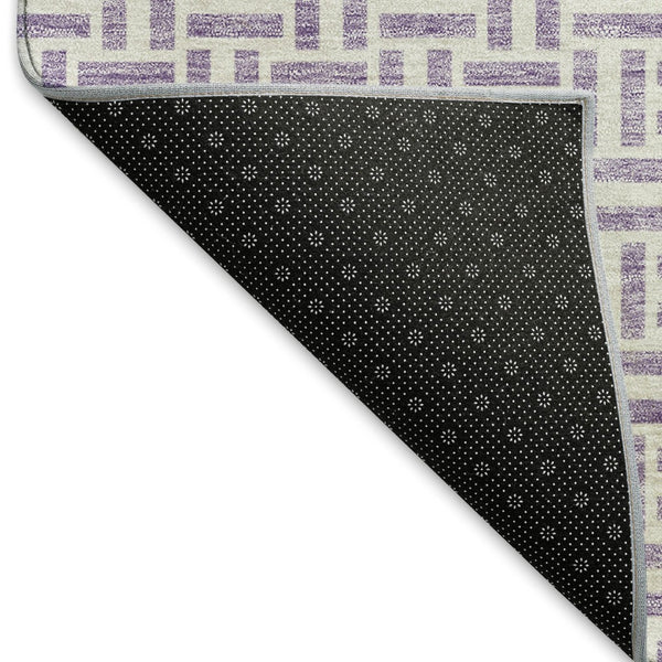 HomeRoots 9' X 12' Modern Lavender & Ivory Geometric Area Rug - Washable, UV Protected, Stylish & Durable Design 672427