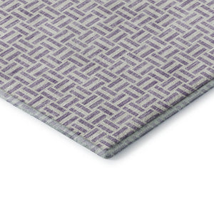 HomeRoots 9' X 12' Modern Lavender & Ivory Geometric Area Rug - Washable, UV Protected, Stylish & Durable Design 672427