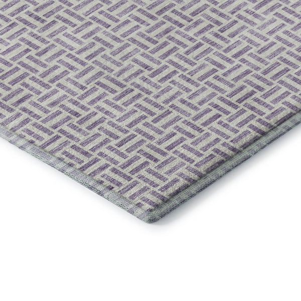 HomeRoots 9' X 12' Modern Lavender & Ivory Geometric Area Rug - Washable, UV Protected, Stylish & Durable Design 672427