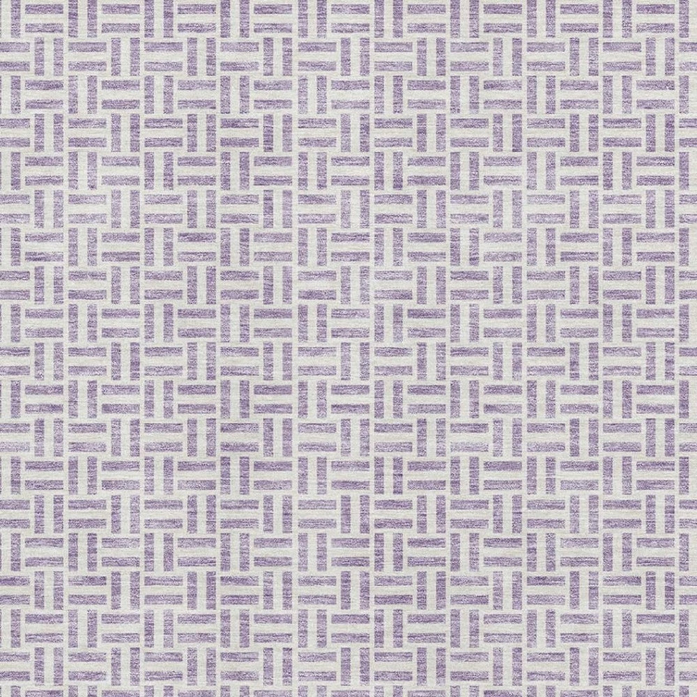 HomeRoots 9' X 12' Modern Lavender & Ivory Geometric Area Rug - Washable, UV Protected, Stylish & Durable Design 672427