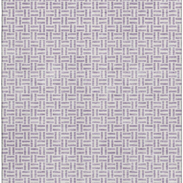 HomeRoots 9' X 12' Modern Lavender & Ivory Geometric Area Rug - Washable, UV Protected, Stylish & Durable Design 672427