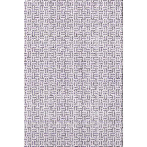HomeRoots 10' X 14' Lavender & Ivory Geometric Washable Area Rug - Durable, UV Protected, Stain Resistant Design 672428