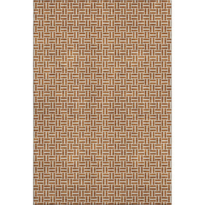 HomeRoots 5' X 8' Geometric Rust and Beige Area Rug - Washable, Stain-Resistant, UV Protected for Families 672436