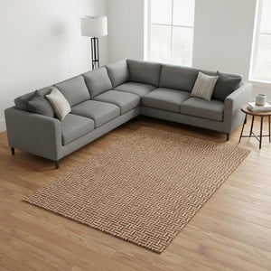 HomeRoots 8' X 10' Stylish Rust and Beige Geometric Area Rug with UV Protection – Durable & Washable Design 672438