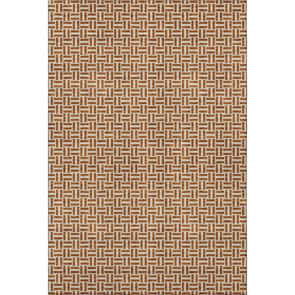 HomeRoots 8' X 10' Stylish Rust and Beige Geometric Area Rug with UV Protection – Durable & Washable Design 672438