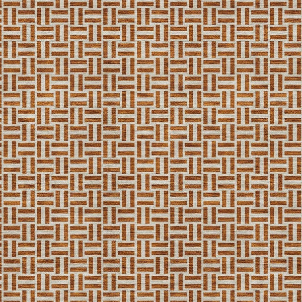 HomeRoots 10' X 14' Geometric Area Rug in Rust & Beige – Durable, Washable, UV Protected for Indoor & Outdoor Use 672440