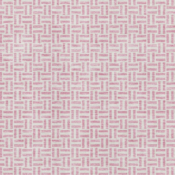 HomeRoots 5' X 8' Pink and Ivory Geometric Area Rug – Stylish, Washable, Stain-Resistant with UV Protection! 672442