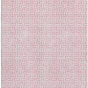 HomeRoots 5' X 8' Pink and Ivory Geometric Area Rug – Stylish, Washable, Stain-Resistant with UV Protection! 672442