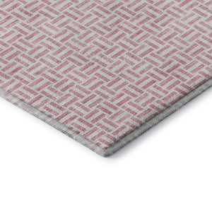 HomeRoots 8' Pink And Ivory Geometric Round Rug - Washable, UV Protected, Stylish & Durable for Any Space 672443