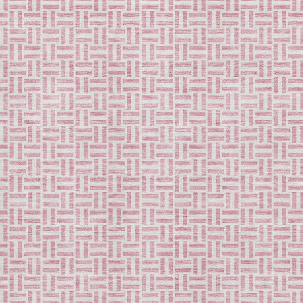 HomeRoots 9' X 12' Pink and Ivory Geometric Washable Area Rug - Durable, Stain-Resistant, UV Protected Decor 672445