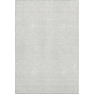 HomeRoots 5' X 8' Stylish Silver & Ivory Geometric Area Rug – Washable, UV-Protected, Perfect for Busy Homes! 672448