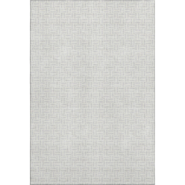 HomeRoots 5' X 8' Stylish Silver & Ivory Geometric Area Rug – Washable, UV-Protected, Perfect for Busy Homes! 672448