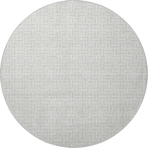 HomeRoots 8' Silver and Ivory Geometric Round Rug – Washable, UV Protected, Durable Design for High-Traffic Areas 672449