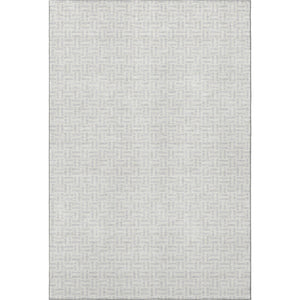 HomeRoots 10' X 14' Silver and Ivory Geometric Area Rug - Washable, UV-Resistant, Perfect for High-Traffic Spaces 672452