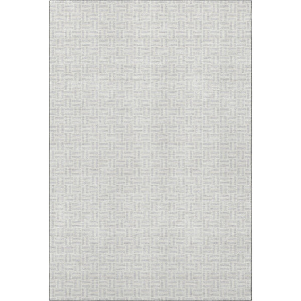 HomeRoots 10' X 14' Silver and Ivory Geometric Area Rug - Washable, UV-Resistant, Perfect for High-Traffic Spaces 672452
